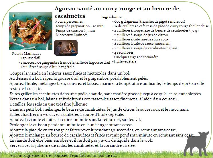 agneau sauté au curry rouge et au beurre de cacahuète